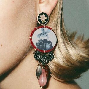 Bohemian Red and Black Floral Earrings